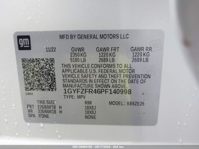 1GYFZFR46PF140998 Cadillac Xt4 Awd Sport