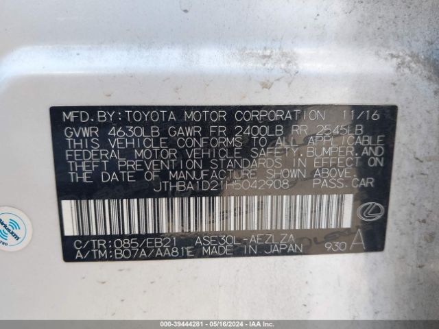 JTHBA1D21H5042908 Lexus IS 200T