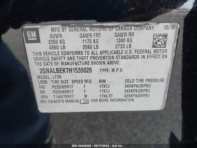Chevrolet EQUINOX LS 2017 2GNALBEK7H1539028 Image 9