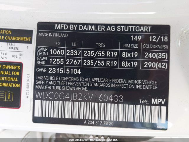 WDC0G4JB2KV160433 Mercedes-Benz GLC 300