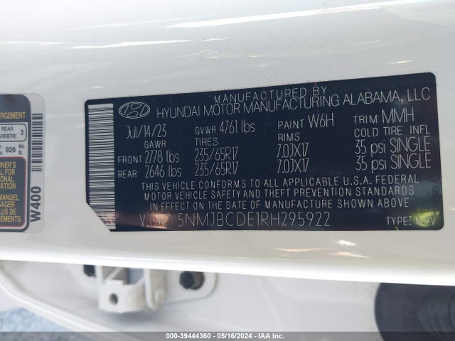 Hyundai TUCSON SEL 2024 5NMJBCDE1RH295922 Image 9