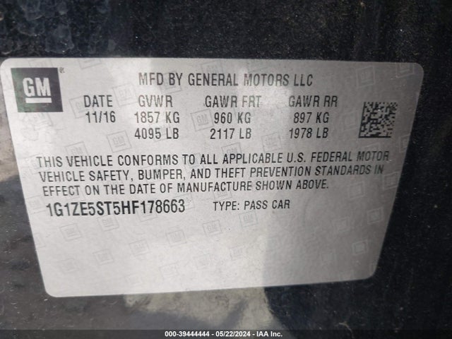Chevrolet MALIBU 1LT 2017 1G1ZE5ST5HF178663 Image 9