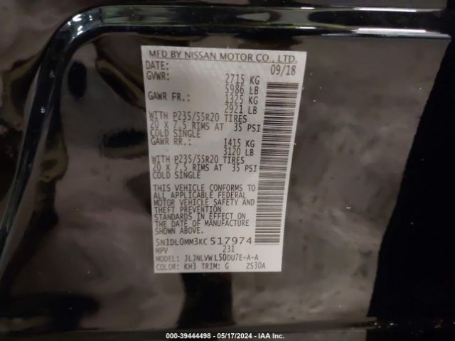 5N1DL0MM3KC517974 Infiniti QX60 LUXE