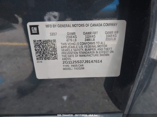 Chevrolet IMPALA 2LZ 2018 2G1125S37J9147614 Image 9