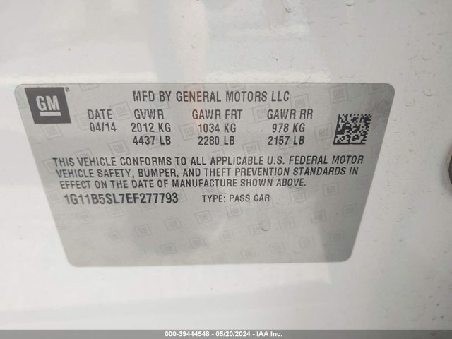 Chevrolet Malibu 1ls 2014 1G11B5SL7EF277793 Image 9