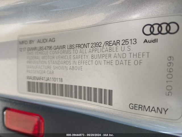 WAUENAF41JA110118 Audi A4 2.0t Premium/2.0t Tech Premium