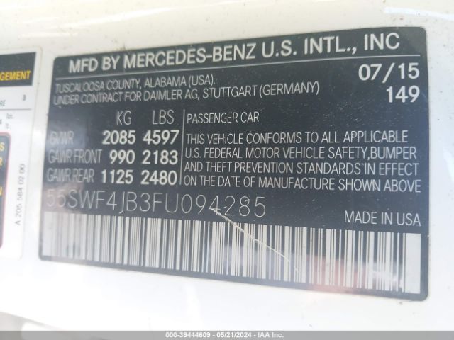 55SWF4JB3FU094285 Mercedes-Benz C 300