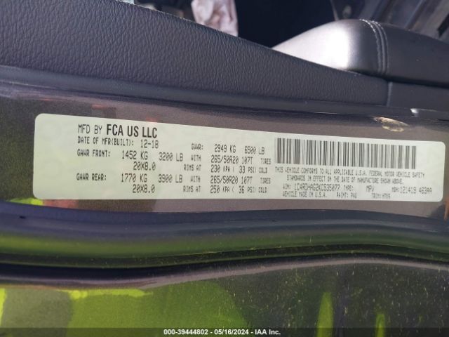 1C4RDHAG2KC535077 Dodge Durango Sxt Plus Rwd