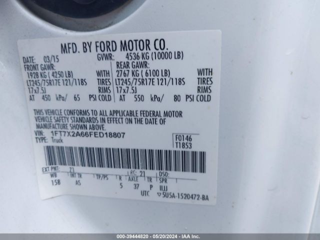 1FT7X2A66FED18807 Ford F-250 Xl