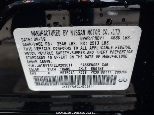 JN1EV7AP2LM202611 Infiniti Q50 LUXE