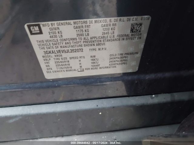3GKALVEV9JL262072 GMC Terrain Slt