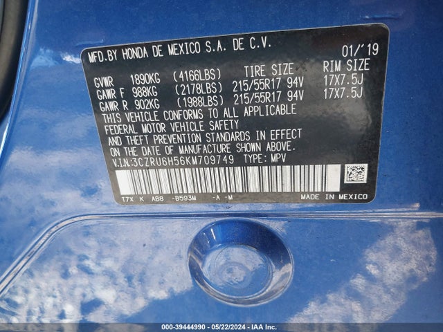 Honda HR-V EX 2019 3CZRU6H56KM709749 Image 9