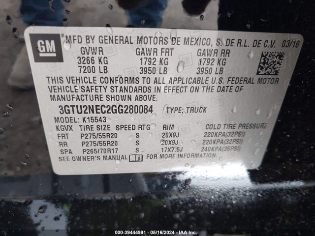 GMC Sierra 1500 Slt 2016 3GTU2NEC2GG280084 Image 9