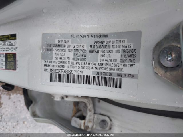 JM3TB3DA7F0460820 Mazda Cx-9 Grand Touring