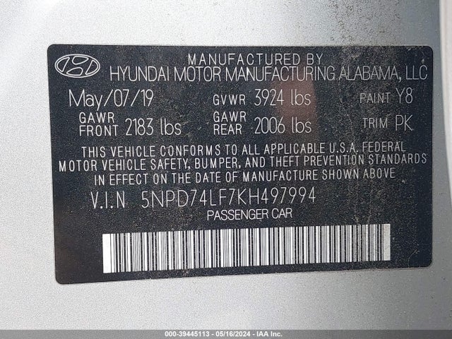 Hyundai ELANTRA SE 2019 5NPD74LF7KH497994 Image 9