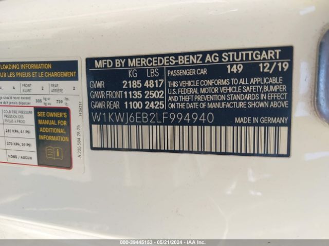 W1KWJ6EB2LF994940 Mercedes-Benz Amg C 43 4matic