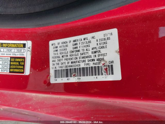 1HGCT2B04HA000409 Honda Accord Touring V6