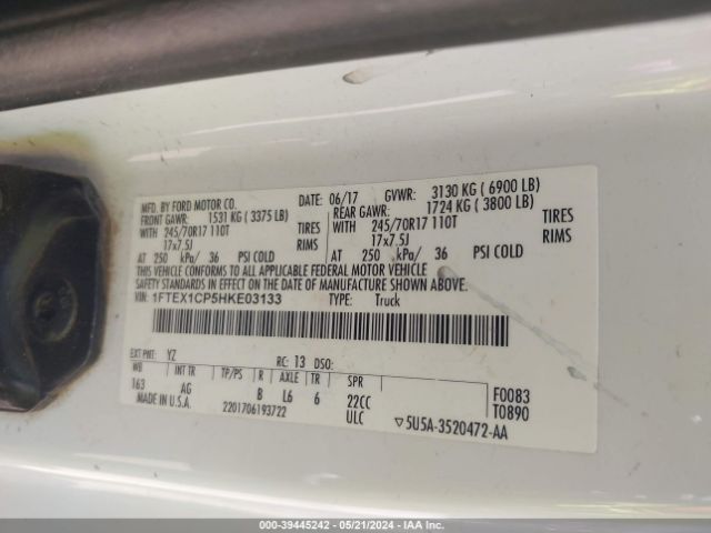 1FTEX1CP5HKE03133 Ford F-150 Xl