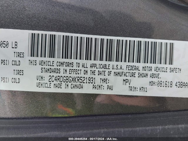 Dodge Grand Caravan Se 2019 2C4RDGBGXKR521931 Image 9