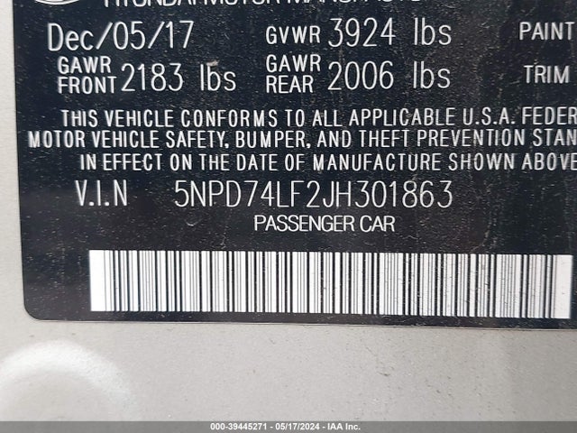 Hyundai ELANTRA SE 2018 5NPD74LF2JH301863 Image 9