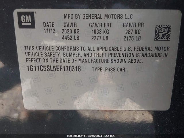 Chevrolet MALIBU 1LT 2014 1G11C5SL5EF170318 Image 9