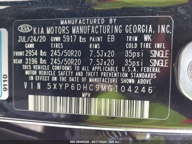 KIA Telluride S 2021 5XYP6DHC9MG104246 Image 9