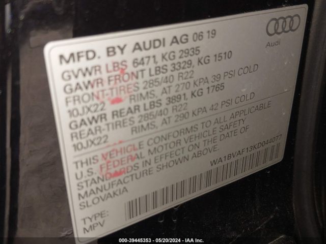 WA1BVAF13KD044077 Audi Q8 55 Premium