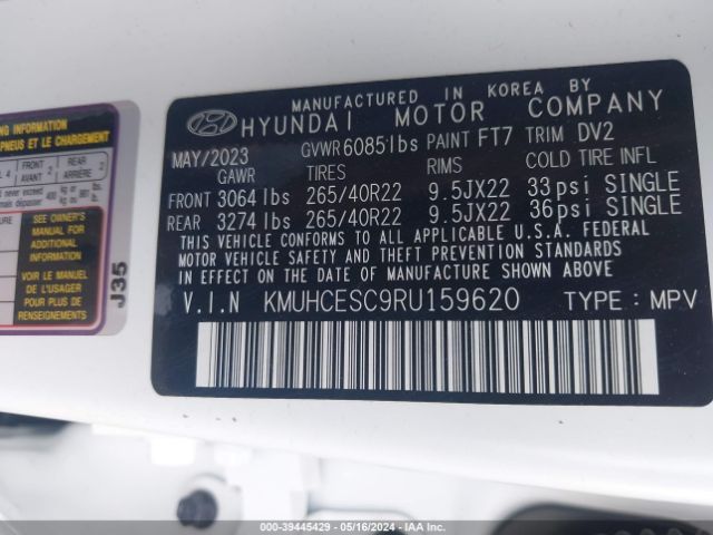 KMUHCESC9RU159620 Genesis Gv80 3.5t Prestige Signature Awd