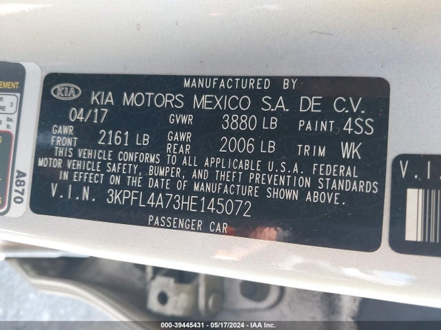 KIA FORTE LX 2017 3KPFL4A73HE145072 Image 9