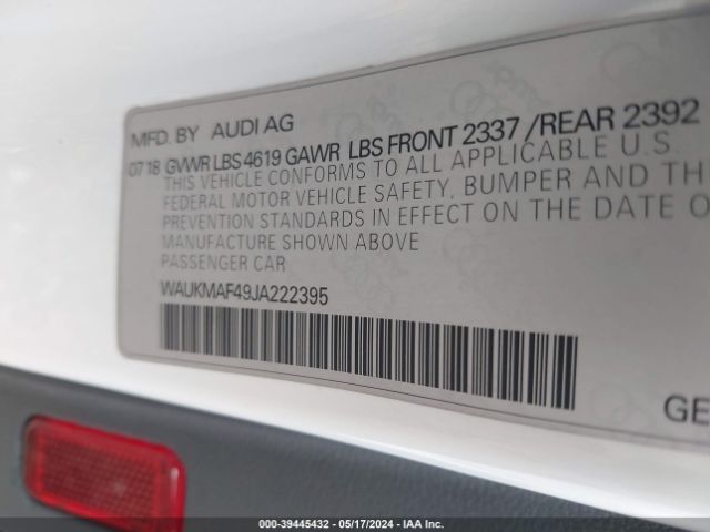 WAUKMAF49JA222395 Audi A4 2.0t Tech Ultra Premium/2.0t Ultra Premium
