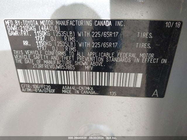 Toyota Rav4 Xle 2018 2T3RFREV0JW853865 Image 9