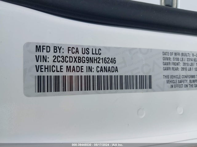 Dodge Charger Sxt Rwd 2022 2C3CDXBG9NH216246 Image 9