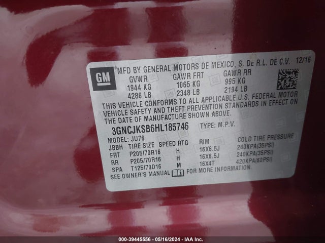 Chevrolet TRAX LS 2017 3GNCJKSB6HL185746 Image 9