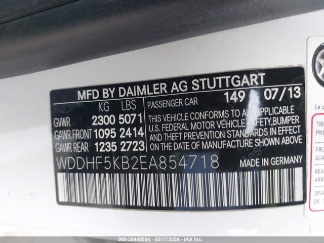 Mercedes-Benz E 350 2014 WDDHF5KB2EA854718 Image 9