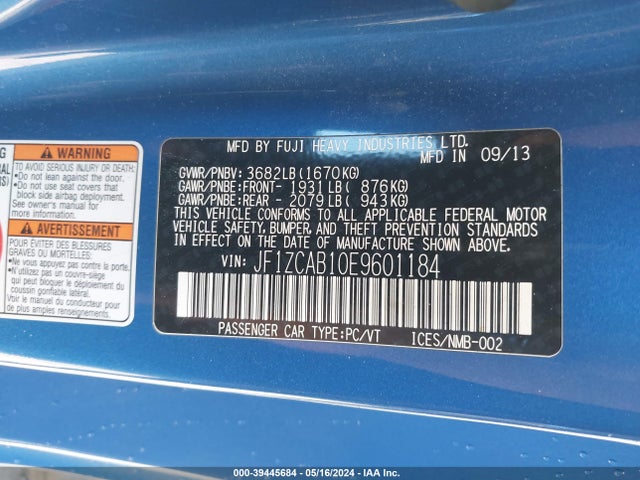 Subaru Brz Premium 2014 JF1ZCAB10E9601184 Image 9