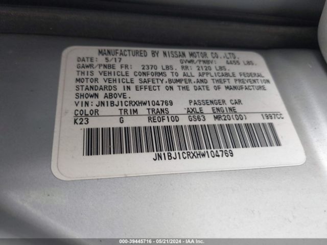 JN1BJ1CRXHW104769 Nissan Rogue Sport Sv