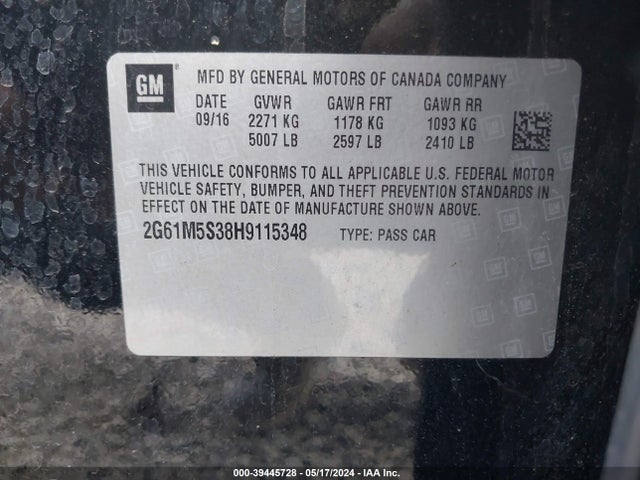 2G61M5S38H9115348 Cadillac XTS LUXURY