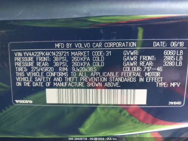 YV4A22PK4K1429721 Volvo Xc90 T6 Momentum
