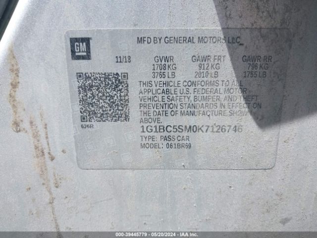 1G1BC5SM0K7126746 Chevrolet CRUZE LS