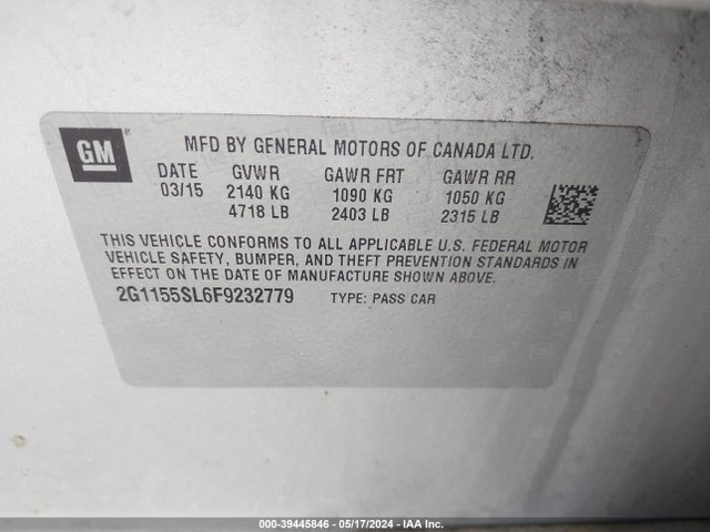 Chevrolet Impala 1lz 2015 2G1155SL6F9232779 Image 9