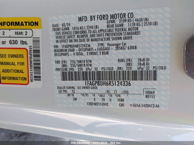 Ford Mustang Ecoboost Premium 2024 1FAGP8UH6R5124336 Image 9
