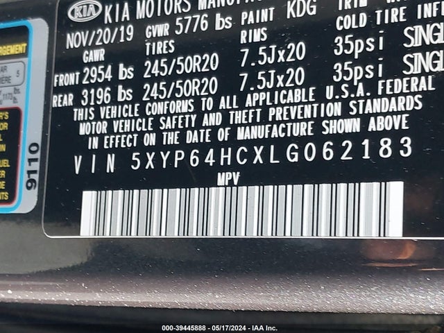 KIA Telluride S 2020 5XYP64HCXLG062183 Image 9