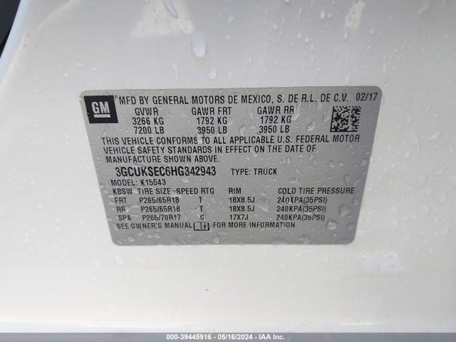 Chevrolet Silverado 1500 2lz 2017 3GCUKSEC6HG342943 Image 9