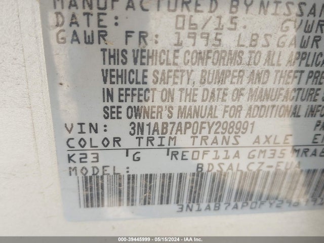 Nissan SENTRA S 2015 3N1AB7AP0FY298991 Image 9