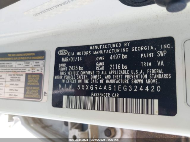 5XXGR4A61EG324420 KIA Optima Sxl Turbo