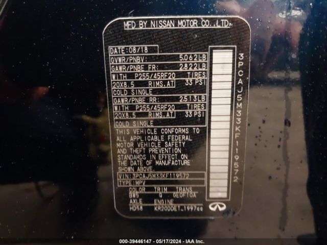 3PCAJ5M33KF119572 Infiniti Qx50 Essential