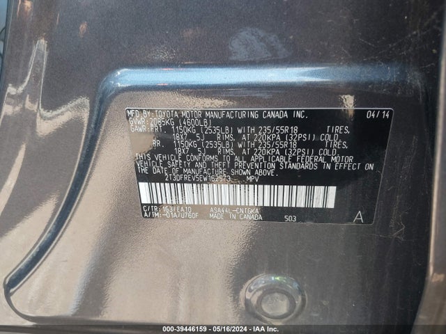 Toyota Rav4 Limited 2014 2T3DFREV5EW162573 Image 9