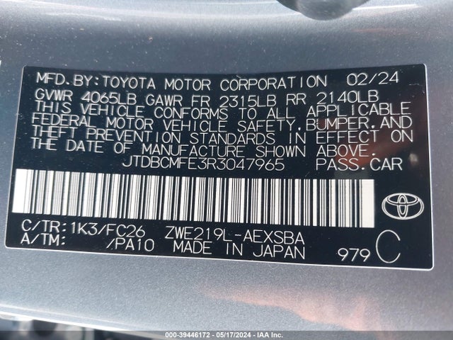 Toyota Corolla Hybrid Se 2024 JTDBCMFE3R3047965 Image 9