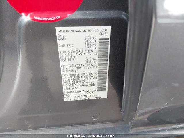 Nissan Frontier Sv 4x2 2021 1N6ED0EA7MN722518 Image 9
