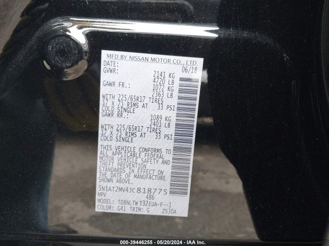 Nissan ROGUE SV 2018 5N1AT2MV4JC818775 Image 9